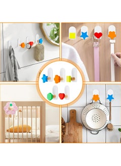 Dominy 5Pcs Colorful Adhesive Hooks, Multifunctional Self Adhesive Hook, Towel Hooks, Adhesive Sticky Hooks, Children's Coat Hooks for Towel, Clothes, Key, Backpacks and Hats  - Image 2