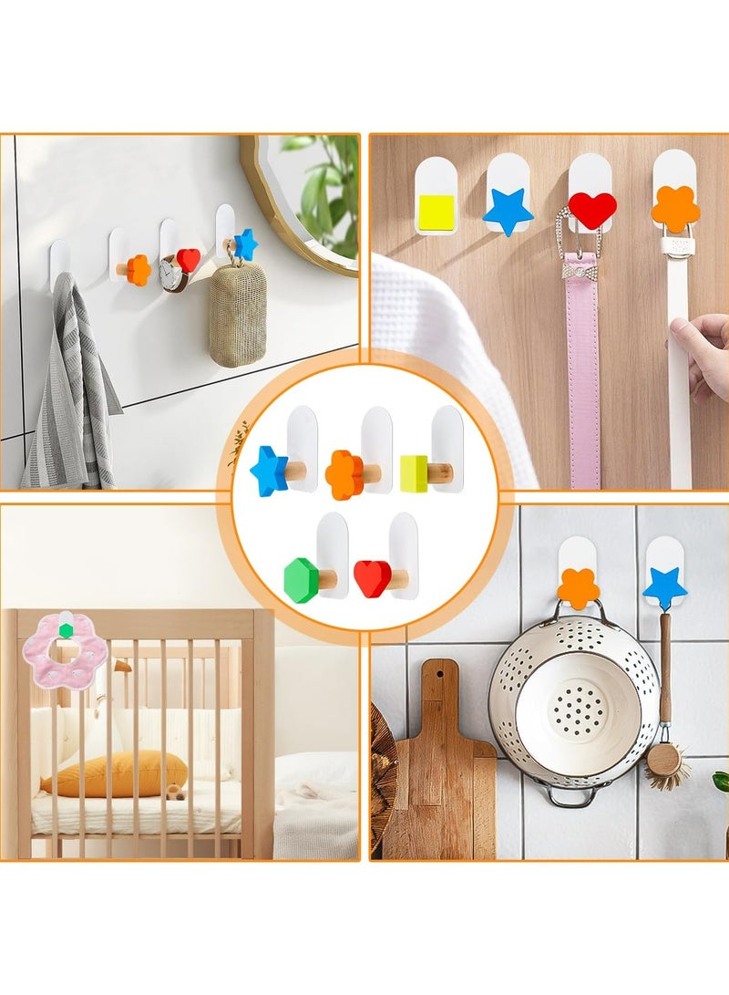 Dominy 5Pcs Colorful Adhesive Hooks, Multifunctional Self Adhesive Hook, Towel Hooks, Adhesive Sticky Hooks, Children's Coat Hooks for Towel, Clothes, Key, Backpacks and Hats  - Image 2