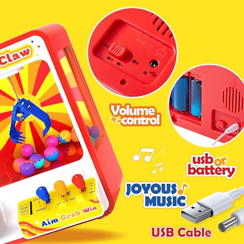 JOYIN Claw Machine Arcade Toy with LED Light & Adjustable Sound, Rechargable Dispenser Toys Mini Vending Machine for Kids - Perfect Christmas & Birthday Big Gifts for Kids, Ages 3+ - Image 3