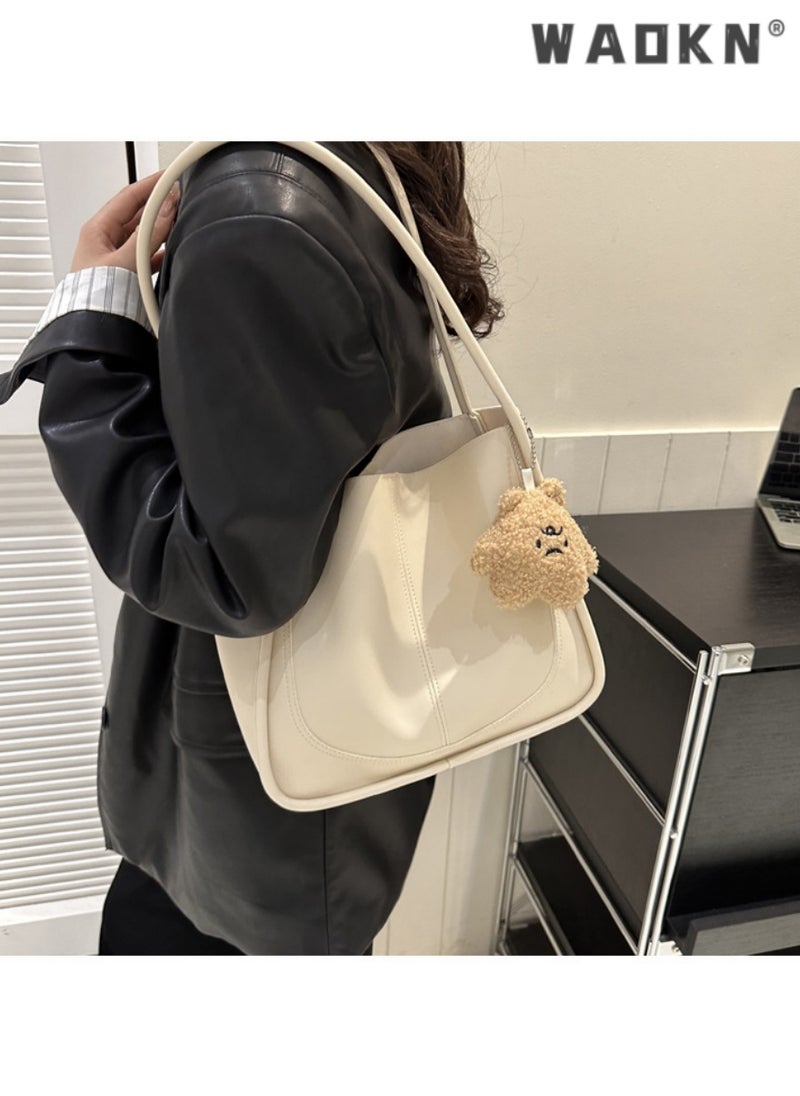 WAOKN - Autumn and Winter New Retro Large Capacity Commuting Bag Women's Textured Handbag & Messenger Bag Multi-functional Casual Bag（white） - Image 1