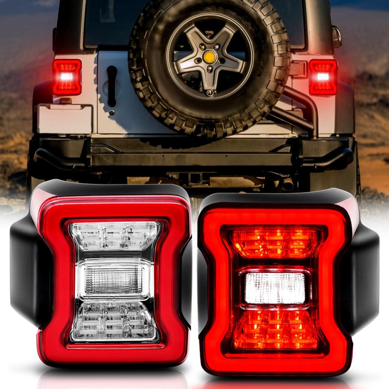 OKSIWA LED Tail Lights Fit For 2007-2018 Jeep Wrangler JK JKU Sport/Sahara/Rubicon, Z-Shaped Design Tail Lamp Assembly with Start Animated, Turn Signal,Smoked Lens (Z Smoked) - Image 1