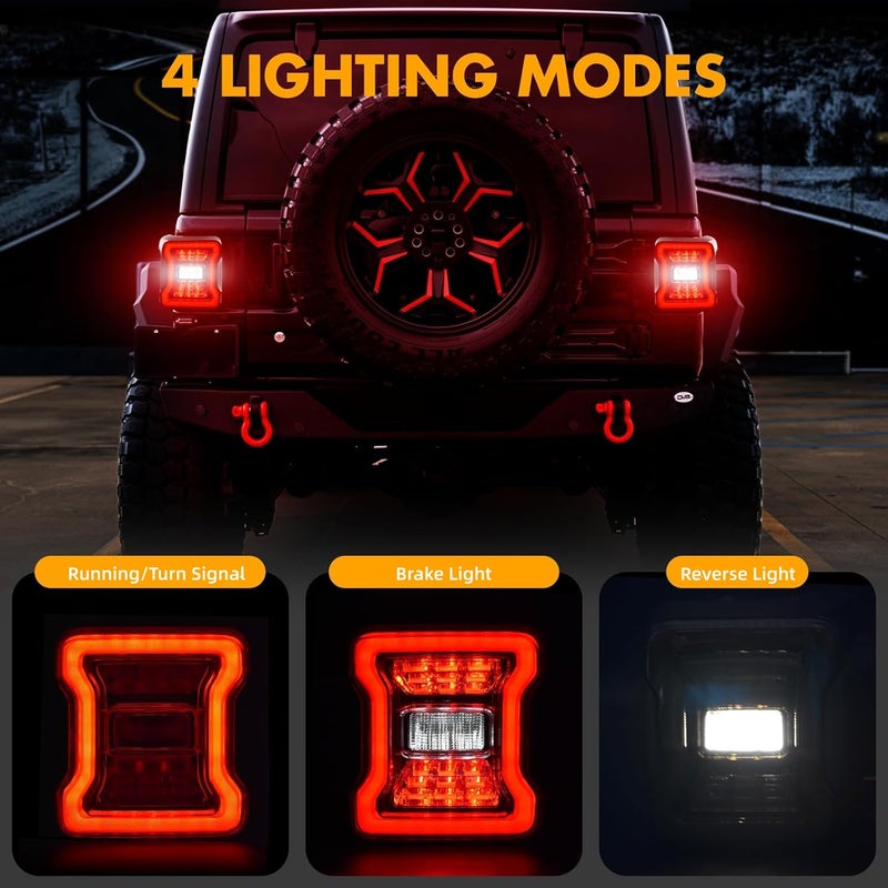 OKSIWA LED Tail Lights Fit For 2007-2018 Jeep Wrangler JK JKU Sport/Sahara/Rubicon, Z-Shaped Design Tail Lamp Assembly with Start Animated, Turn Signal,Smoked Lens (Z Smoked) - Image 2