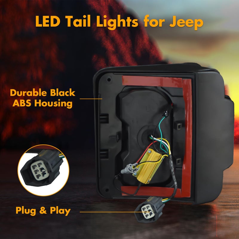 OKSIWA LED Tail Lights Fit For 2007-2018 Jeep Wrangler JK JKU Sport/Sahara/Rubicon, Z-Shaped Design Tail Lamp Assembly with Start Animated, Turn Signal,Smoked Lens (Z Smoked) - Image 4
