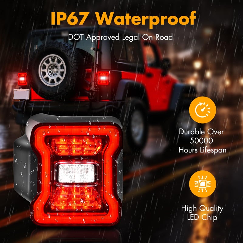 OKSIWA LED Tail Lights Fit For 2007-2018 Jeep Wrangler JK JKU Sport/Sahara/Rubicon, Z-Shaped Design Tail Lamp Assembly with Start Animated, Turn Signal,Smoked Lens (Z Smoked) - Image 3