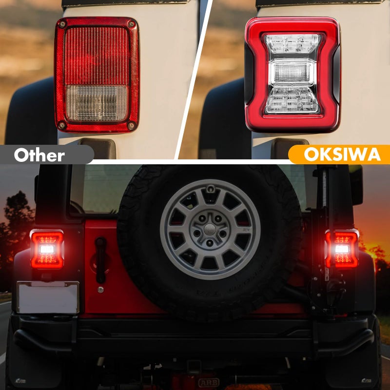OKSIWA LED Tail Lights Fit For 2007-2018 Jeep Wrangler JK JKU Sport/Sahara/Rubicon, Z-Shaped Design Tail Lamp Assembly with Start Animated, Turn Signal,Smoked Lens (Z Smoked) - Image 5