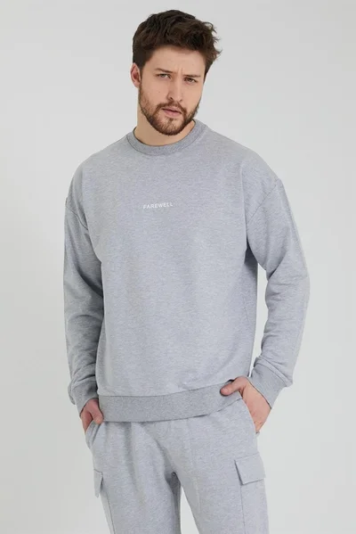 اوديلون Men's Crew Neck Oversize Sweatshirt Gray