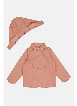 Tchibo Toddlers Girl Hooded Plain Thermal Jacket, Pink  - Image 3