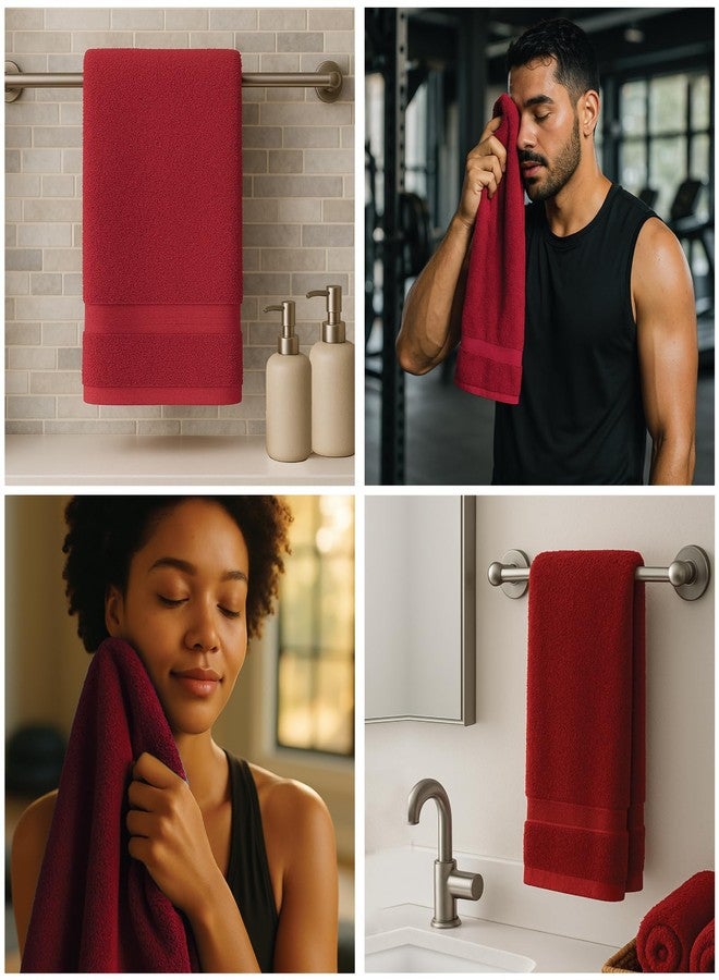 SupremePlus Luxury Hand Towels - 550 GSM, 16x27 Inch, Pack of 6, 100% Ring Spun Cotton - Soft & Highly Absorbent Salon Towels for Gym, Spa, Face, Hotel & Guest Use - Red - Image 5