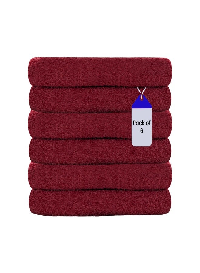 SupremePlus Luxury Hand Towels - 550 GSM, 16x27 Inch, Pack of 6, 100% Ring Spun Cotton - Soft & Highly Absorbent Salon Towels for Gym, Spa, Face, Hotel & Guest Use - Red - Image 1