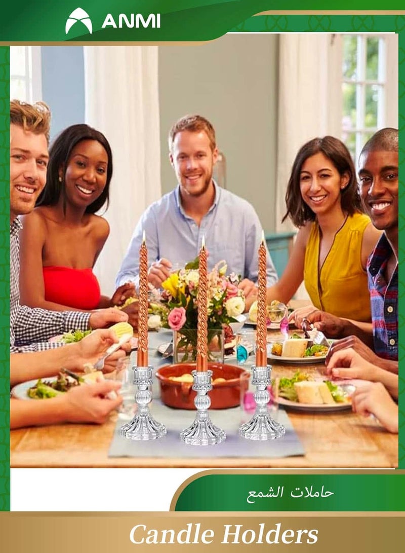 Anmi 2 Piece Glass Candle Holder, Clear Taper Candle Candlestick Holder for Wedding Party Table, Spring Decor, Anniversary, Festival Decoration, Dining Room Table - Image 3