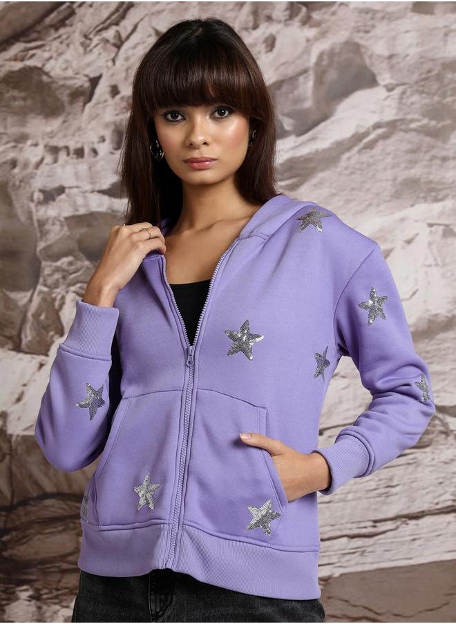 Tokyo Talkies Sequined Hooded Relaxed Fit Sweatshirt by Styli  - Image 1
