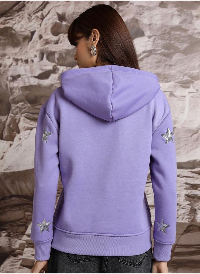 Tokyo Talkies Sequined Hooded Relaxed Fit Sweatshirt by Styli  - Image 3