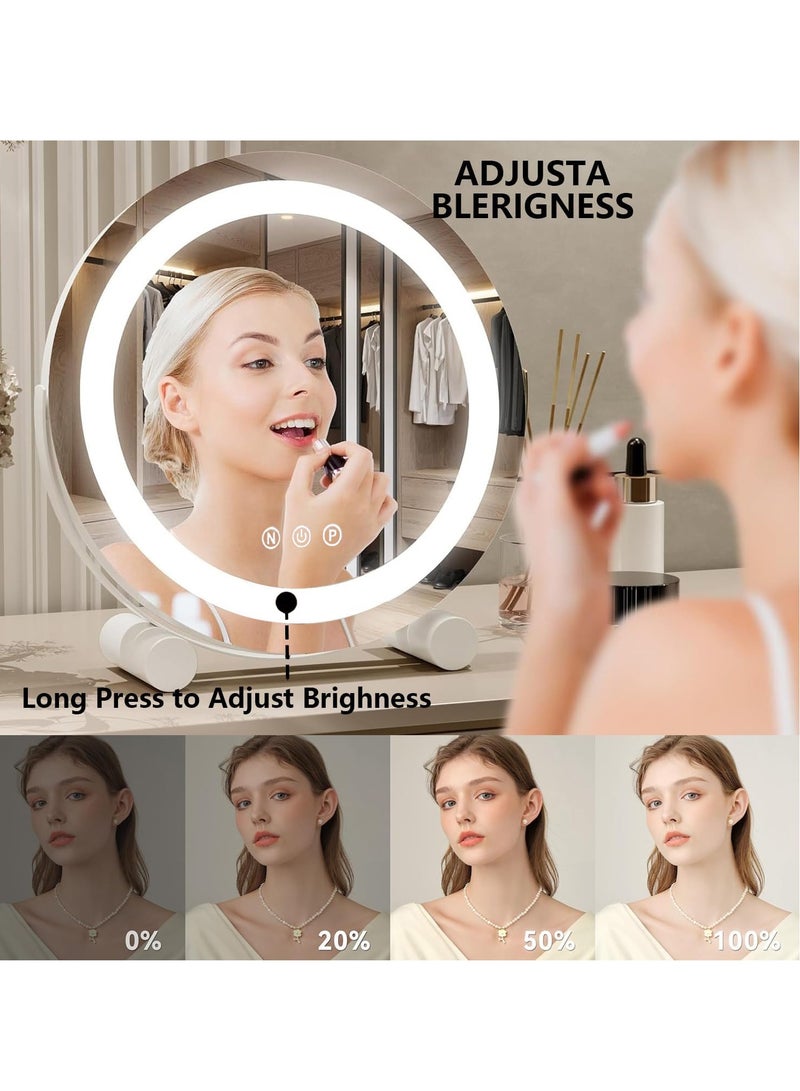 XiuWoo Large Smart Touch Control Electric Tabletop Round Makeup Mirror, Vanity Mirror, HD Desktop Dressing Mirror with LED Light, Three Color Lighting Modes, 360°Rotation  - Image 2