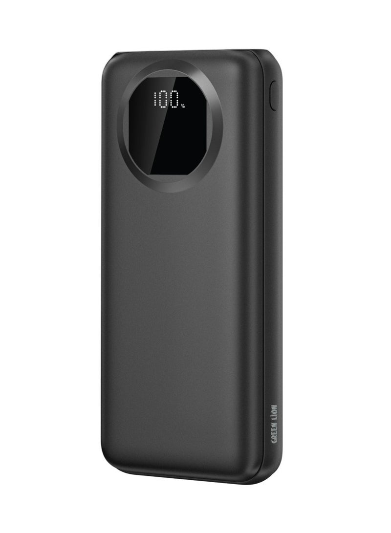 GREEN LION Nairo Power Bank 20000mAh with USB-C Output and USB-A Output / PD 20W Fast Charge Powerbank / Digital Display / Flight Approved / Power Bank with QC 3.0 22.5W - Black - Image 1