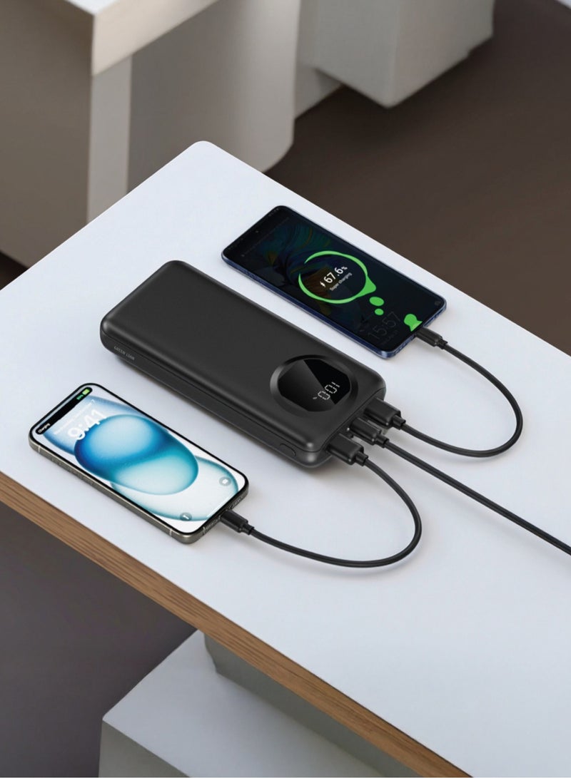 GREEN LION Nairo Power Bank 20000mAh with USB-C Output and USB-A Output / PD 20W Fast Charge Powerbank / Digital Display / Flight Approved / Power Bank with QC 3.0 22.5W - Black - Image 2