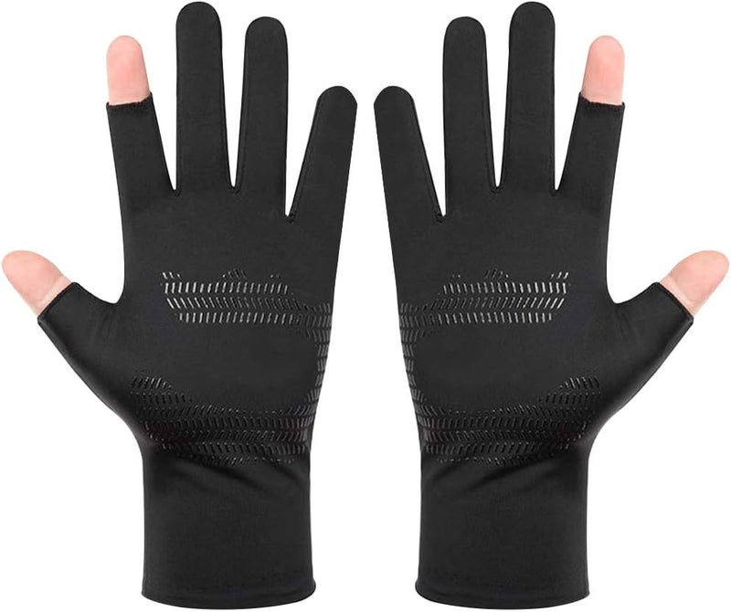 Holiberty Lightweight Silk Summer Gloves Non-Slip Outdoor Sports Driving Cycling Gloves Winter Warm Running Glove Liner Sun UV Protection Fishing Gloves for Women Men - Image 2