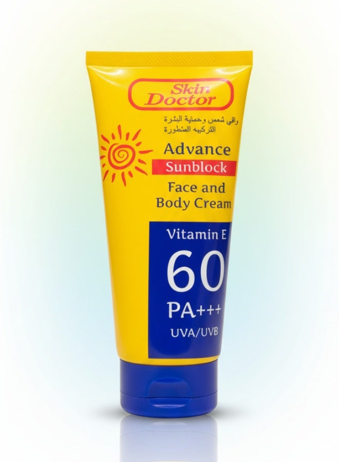 Face and Body Advanced Sunblock Cream with Vitamin E 150 g Moisturizing Whitening Sunscreen for UVA and UVB Protection