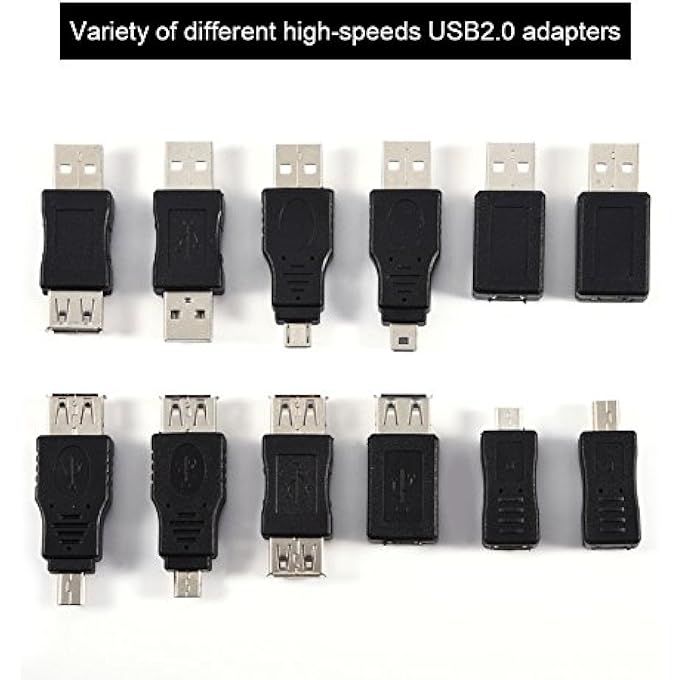 rayihni مجموعة محولات USB، مجموعة متنوعة من محولات USB2.0 المختلفة، محولات ذكر وأنثى صغيرة - Image 2