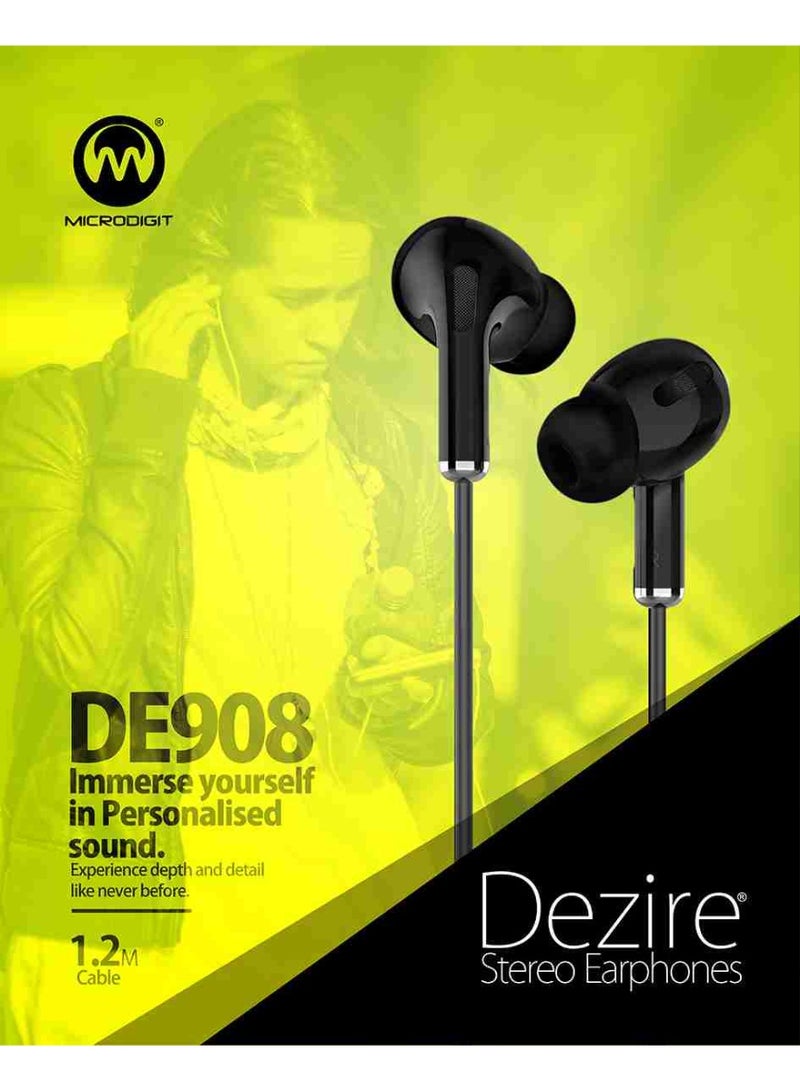 Micro Digit MICRODIGIT Dezire DE908 Wired Earphones – Royale Series | In-Ear Stereo Sound with Mic & 1.2M Cable - Image 2