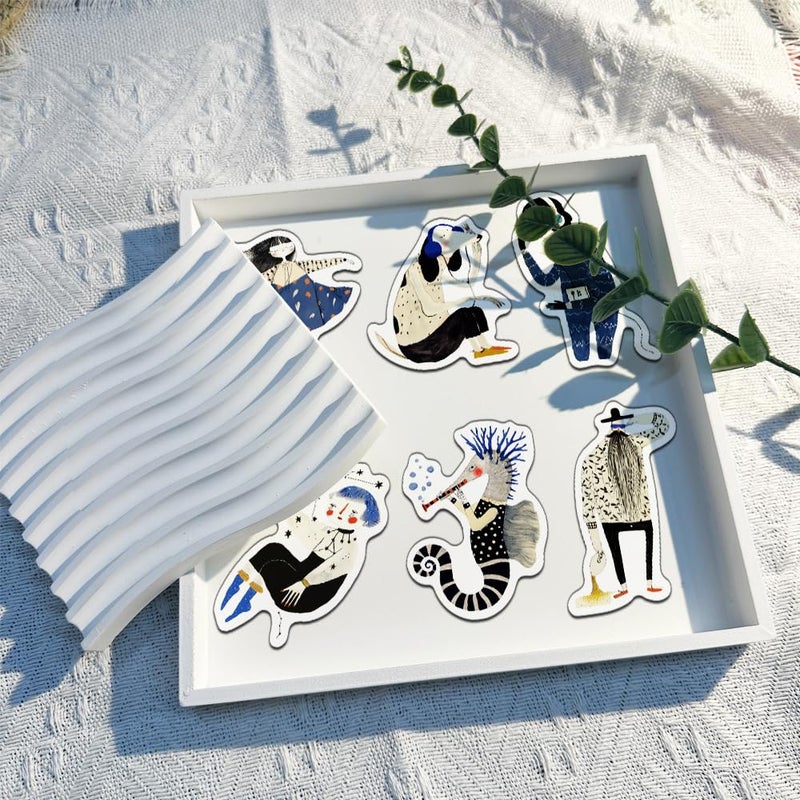 YOKSAS 50PCS Blue Aesthetic Vinyl Stickers â€“ Waterproof Artistic Hand-Drawn Character Stickers for Water Bottles, Laptops, Journals, Scrapbooking, Skateboards - Image 3