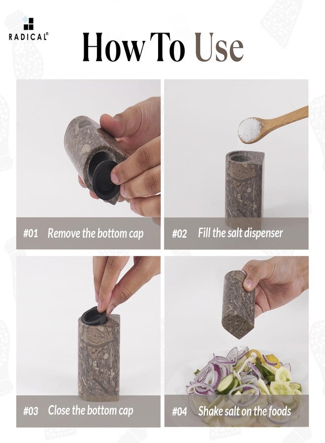 Radicaln Marble Salt and Pepper Shakers 2.5" Oceanic Handcrafted Stone Saleros Spice Set for Kitchen Table, Pink Salt Holder, Farmhouse Kitchen Decor, Elegant Home Essentials - Image 3