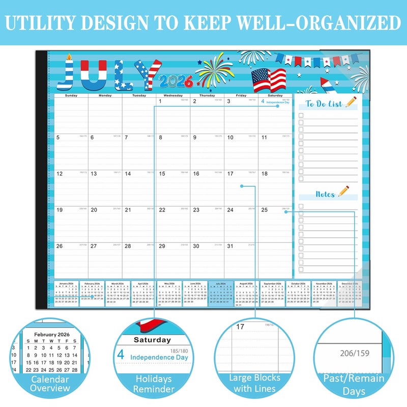 Lateefah Desk Calendar 2026, Large 22'' x 17'' Desk Calendar 2026-2027, 18 Month Desktop Calendars for Home & Office, Use Jan 2026 to June 2027 - Image 4