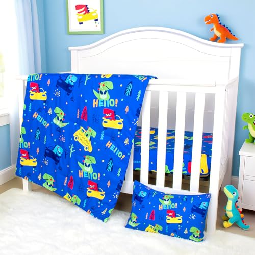 UOMNY Crib Bedding Set for Boys-3 Piece Dinosaur Baby Boys Crib Bedding Sets with Baby Comforter Crib Sheet Pillowcase,Nursery Bedding Set - Image 5
