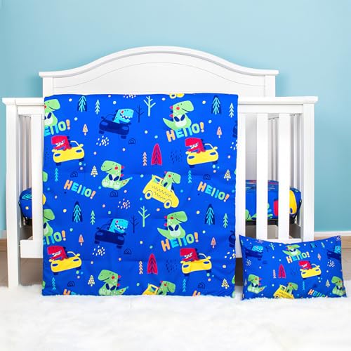UOMNY Crib Bedding Set for Boys-3 Piece Dinosaur Baby Boys Crib Bedding Sets with Baby Comforter Crib Sheet Pillowcase,Nursery Bedding Set - Image 1