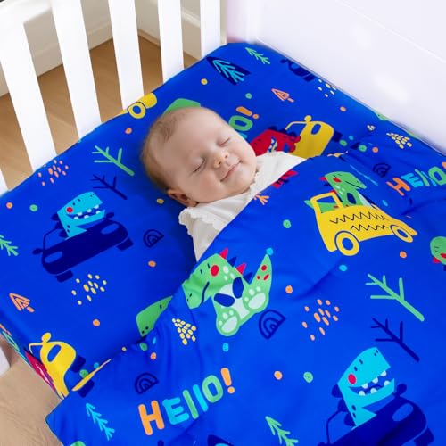 UOMNY Crib Bedding Set for Boys-3 Piece Dinosaur Baby Boys Crib Bedding Sets with Baby Comforter Crib Sheet Pillowcase,Nursery Bedding Set - Image 3