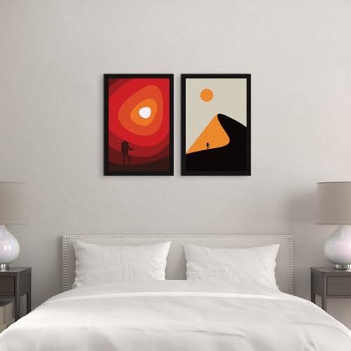 ArtX Paper Aesthetic Wall Decor Paintings with Frame for Home Decoration - Painting for Living Room Bedroom Office - Framed Painting for Wall Decoration, Wall Decor For Living Room, Set Of 2 - Image 4