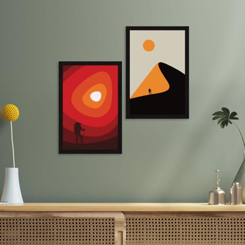 ArtX Paper Aesthetic Wall Decor Paintings with Frame for Home Decoration - Painting for Living Room Bedroom Office - Framed Painting for Wall Decoration, Wall Decor For Living Room, Set Of 2 - Image 3
