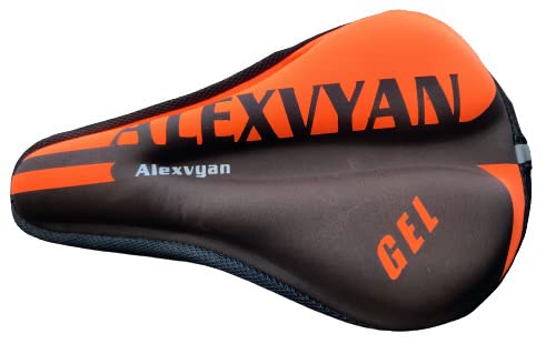 Alexvyan Imported Soft Bicycle Silicone Gel Saddle Cover (11 * 7.5 Inch) Cycling Cushion Pad City Cycle seat Cover Gym Cycle Gel Cover -Fits Narrow/Slim Seats (Orange) - Image 4