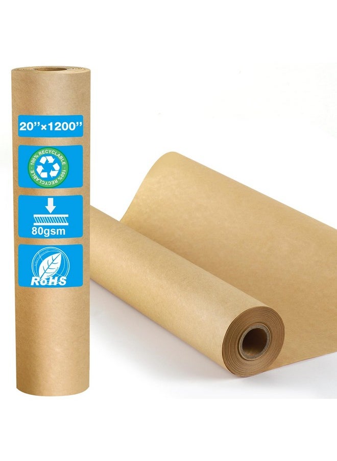 GLAMFIELDS - T Paper Roll- Glamfields 20" X 1,200" (100') Brown Paper Roll For Packing, Moving, Gift Wrapping, Postal, Shipping, Parcel, Wall Art, Crafts, Bulletin Boards, Floor Covering, Table Runner - Image 1