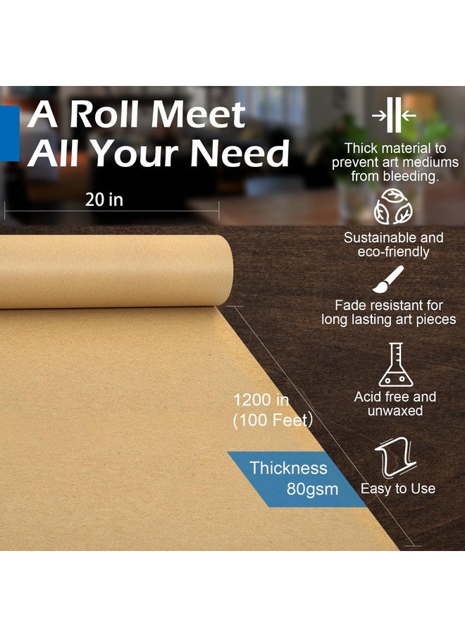 GLAMFIELDS - T Paper Roll- Glamfields 20" X 1,200" (100') Brown Paper Roll For Packing, Moving, Gift Wrapping, Postal, Shipping, Parcel, Wall Art, Crafts, Bulletin Boards, Floor Covering, Table Runner - Image 1