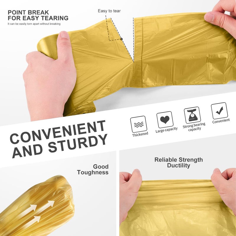IDEMAYA 4-6 Gallon Gold Small Trash Bags 4 Gallon up to 6 Gallon Strong Garbage Bags Strong Disposable, Unscented Leak-proof Trash Bags for Cars Boat Office Bathroom Bedroom Kitchen Waste Basket Liner - Image 2
