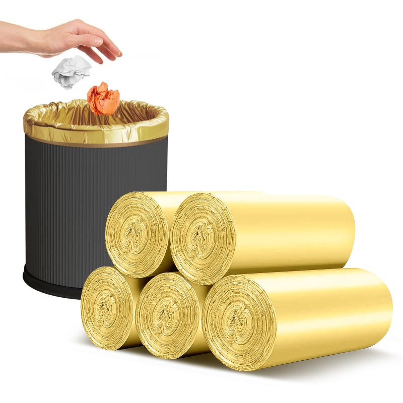 IDEMAYA 4-6 Gallon Gold Small Trash Bags 4 Gallon up to 6 Gallon Strong Garbage Bags Strong Disposable, Unscented Leak-proof Trash Bags for Cars Boat Office Bathroom Bedroom Kitchen Waste Basket Liner - Image 1