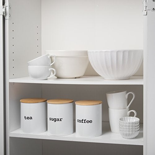Good Cooking Kitchen Canister Set of 3 – Airtight Food Storage Jars with Bamboo Lids – Sugar, Tea, Coffee Containers – Pantry Organizer Set – Modern Countertop Decor – Holiday Gift Idea - Image 2