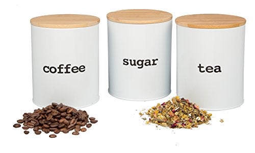 Good Cooking Kitchen Canister Set of 3 – Airtight Food Storage Jars with Bamboo Lids – Sugar, Tea, Coffee Containers – Pantry Organizer Set – Modern Countertop Decor – Holiday Gift Idea - Image 5
