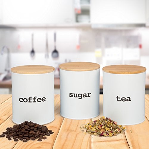 Good Cooking Kitchen Canister Set of 3 – Airtight Food Storage Jars with Bamboo Lids – Sugar, Tea, Coffee Containers – Pantry Organizer Set – Modern Countertop Decor – Holiday Gift Idea - Image 4