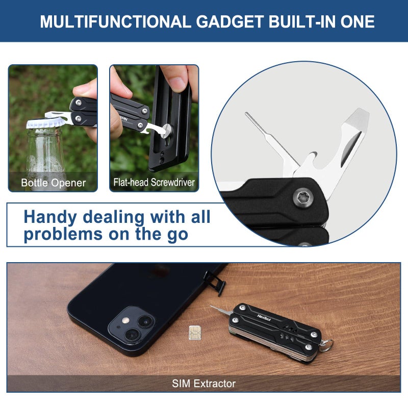 Nextool أداة متعددة الاستخدامات نيكستول ميني - 9 في 1 أداة متعددة الاستخدامات على شكل سلسلة مفاتيح مع كماشة ذات أنف إبرة، مقص، أداة استخراج شريحة SIM ومفكات للرحلات، EDC، معتمدة من TSA - Image 5