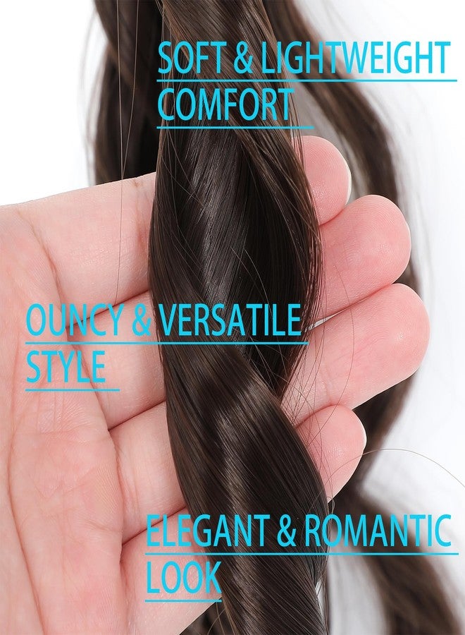 Yuriait French Curl Braiding Hair #4 Brown 24 Inch Loose Wave Spiral Crochet Hair for Women Pre Stretched with Curly Ends for Box braids Boho Twist Bouncy Curls Extensions (24in, 4packs, 4#) - Image 4