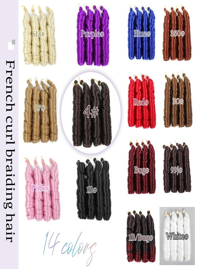 Yuriait French Curl Braiding Hair #4 Brown 24 Inch Loose Wave Spiral Crochet Hair for Women Pre Stretched with Curly Ends for Box braids Boho Twist Bouncy Curls Extensions (24in, 4packs, 4#) - Image 3
