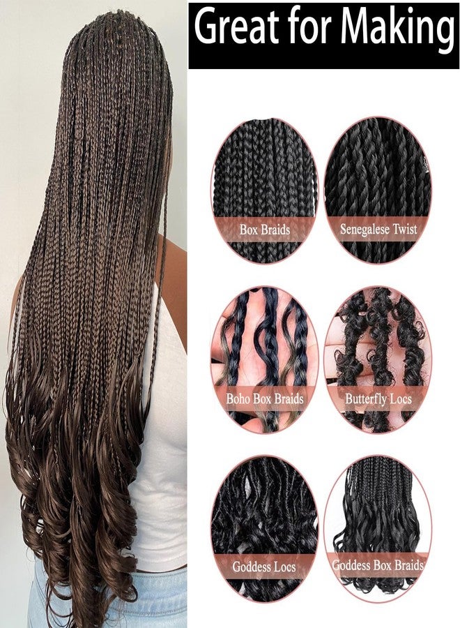 Yuriait French Curl Braiding Hair #4 Brown 24 Inch Loose Wave Spiral Crochet Hair for Women Pre Stretched with Curly Ends for Box braids Boho Twist Bouncy Curls Extensions (24in, 4packs, 4#) - Image 2