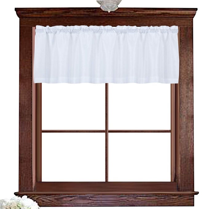 WATER REPELLENT VALANCE FOR BATHROOM WINDOW WAFFLE WOVEN TEXTURED SHORT KITCHEN CURTAIN VALANCES60 X 16 INCHES WHITE ONE PANEL