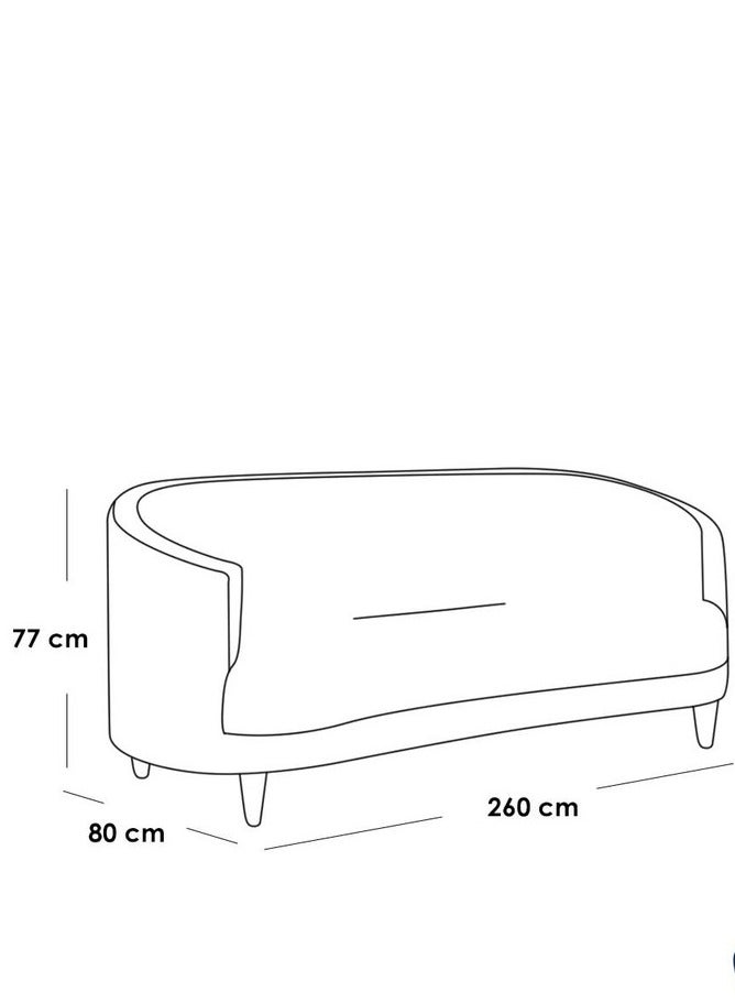 House One 3 Seater | Bouclee And Swedish Wood Sofa 77x80x260 cm - White & Grey - Image 2