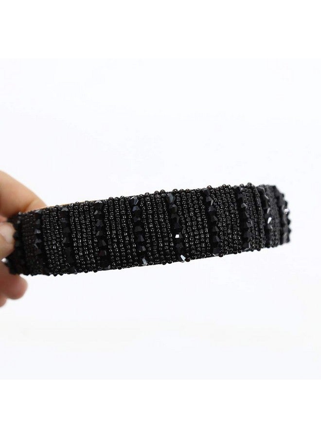 BTWTRY Black Broadside Hand Made Crystal Headband Fashion Lssuing Boutique Press Hair Headband for Woman and Girl Hair Accessories (Black) - Image 5