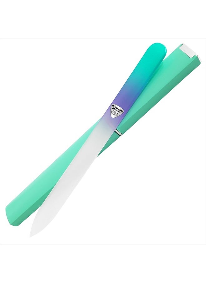 Bona Fide Beauty - Czech Glass Nail File with Case, Pastel Green Violet Crystal Nail File for Natural Nails by Bona Fide Beauty Czech Glass - Image 1