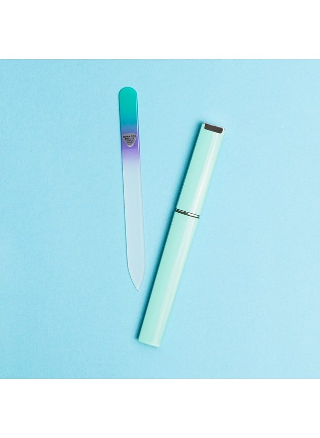 Bona Fide Beauty - Czech Glass Nail File with Case, Pastel Green Violet Crystal Nail File for Natural Nails by Bona Fide Beauty Czech Glass - Image 1