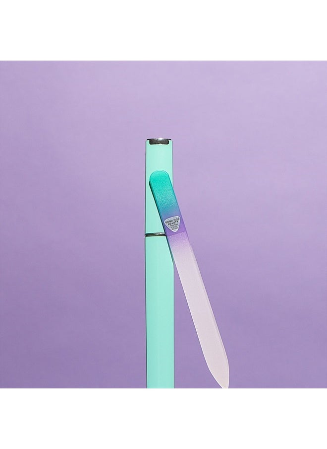 Bona Fide Beauty - Czech Glass Nail File with Case, Pastel Green Violet Crystal Nail File for Natural Nails by Bona Fide Beauty Czech Glass - Image 1