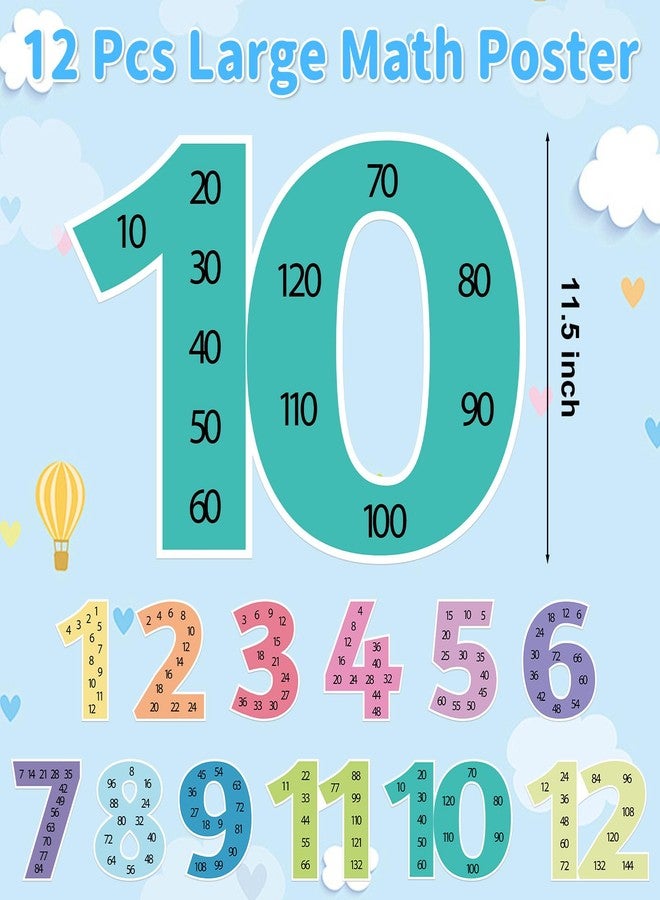 Sereliy 12 PCS Large Math Poster from 1 to 12 Numbers Multiplication Table Poster for Elementary School Kid Family Classroom Educational Supplies.(Boho) - Image 2